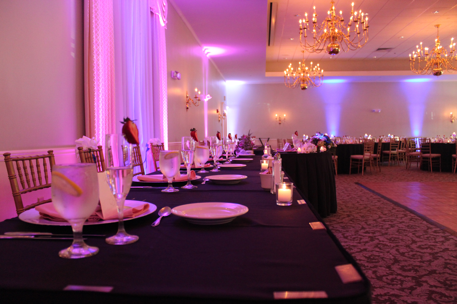 Wedding Wireless LED Uplighting Chocksett Inn Ballroom July 11, 2015