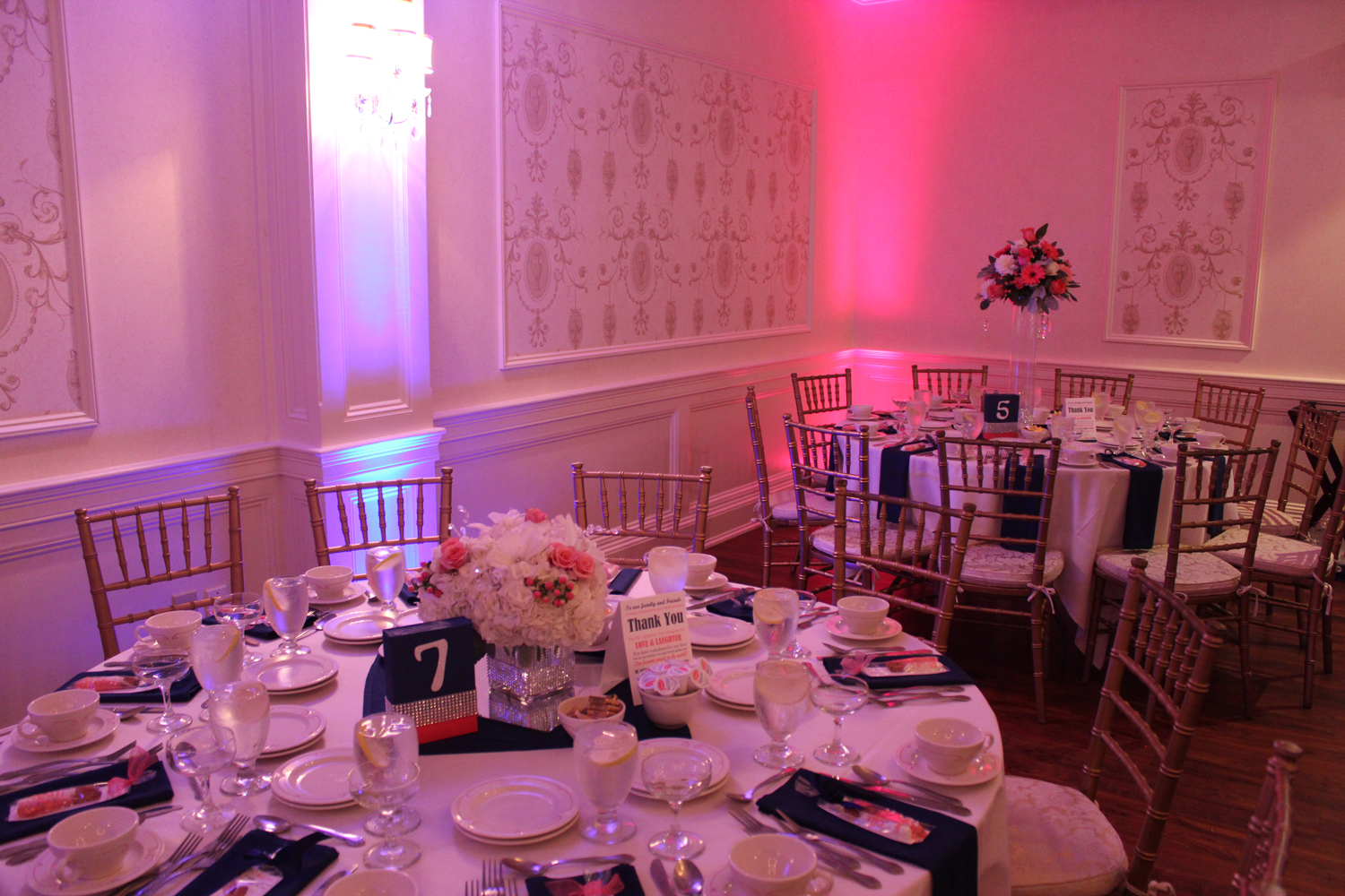 Wedding Wireless LED Uplighting Colonial Hotel Ballroom September 5, 2014