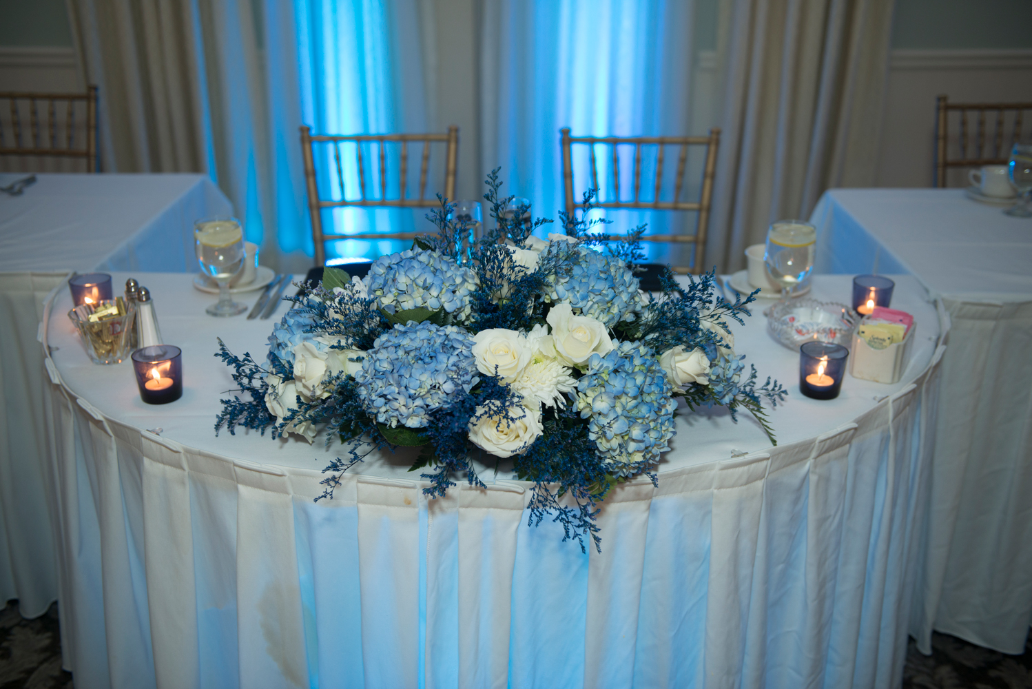 Wedding Wireless LED Uplighting Under Table Chocksett Inn Ballroom April 19, 2014 - 1